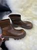 Thick-soled thin boots fairy versatile 2025 new short Chelsea boots soft leather thick heel short boots Martin boots