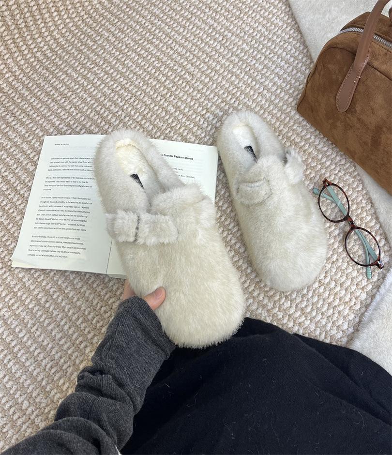 Casual small lazy person heightening cotton drag 2025 Internet celebrity new non-slip skirt versatile fluffy slippers women