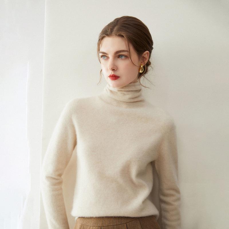 Women`s 100% Cashmere Solid Color Rolled