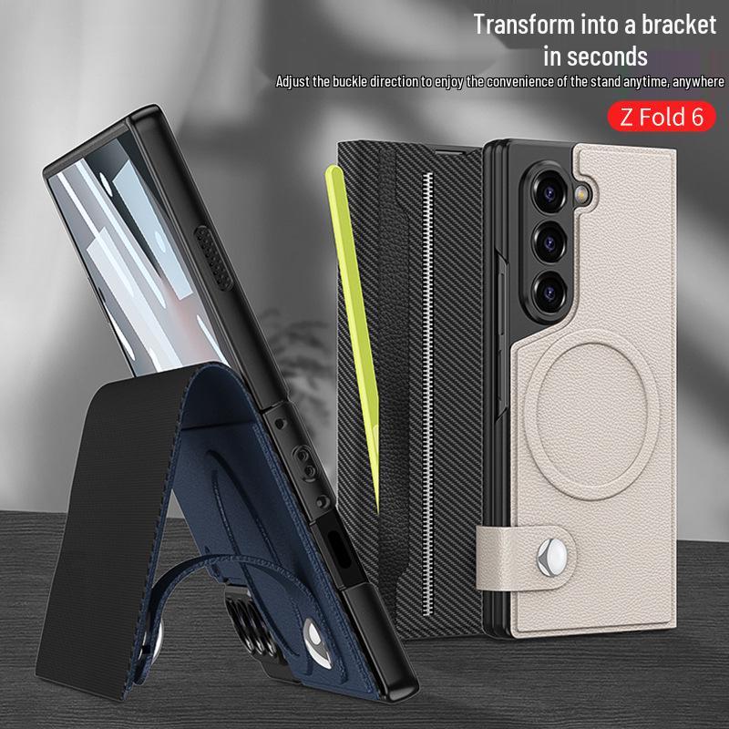 Samsung Z Fold6 Business Magnetic Leather Flip Case - Personalized, New Protective Cover