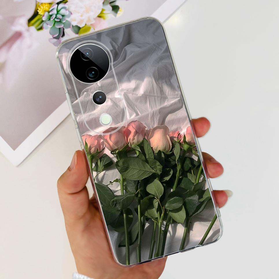 Flower Butterfly Women Fashion Back Cover For Vivo S19 Pro 5G V2362A Phone Funda Transparent Soft TPU Slim Silicone Bumper Etui
