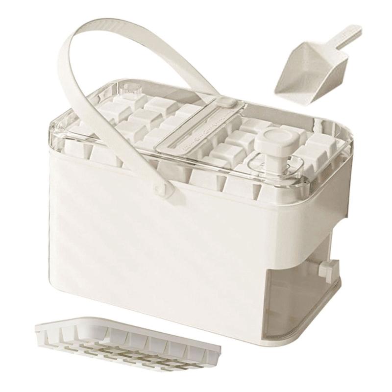 

Plastic Ice Maker Mold Press Type Ice Box with Lid and Bin Easy Release Ice Trays for Chilling Drink Coffee Juice