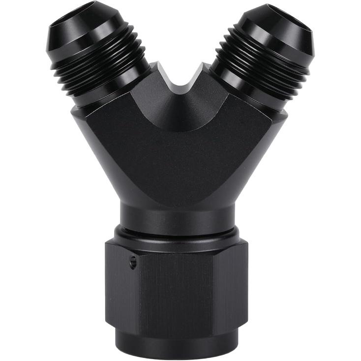 4AN Female to Dual 4AN Male Y Block Fitting Splitter Adapter Union Aluminum Black
