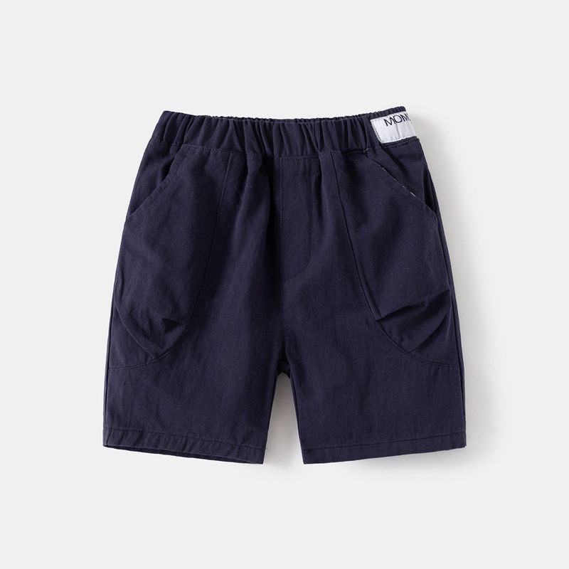 Color Five-Point Shorts, Summer Children's Woven Label Shorts, Baby Boys' Casual Mid-Length Pants, Korean Style Mid-Waist Elastic Waistband Pants