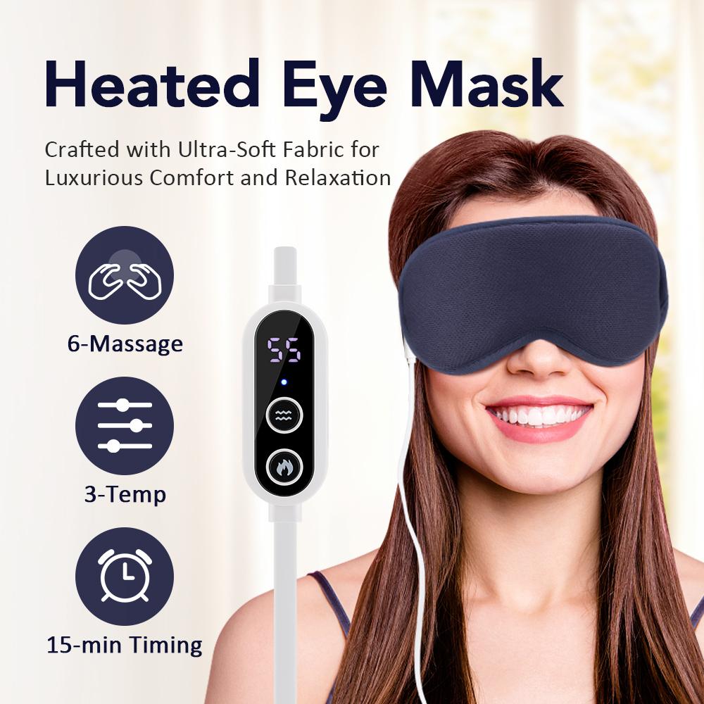 Electric Steam Eye Mask with 3D Massage Constant Temperature Hot Compress Smart Timer Sleep Shading Feature for Eye Fatigue Reli