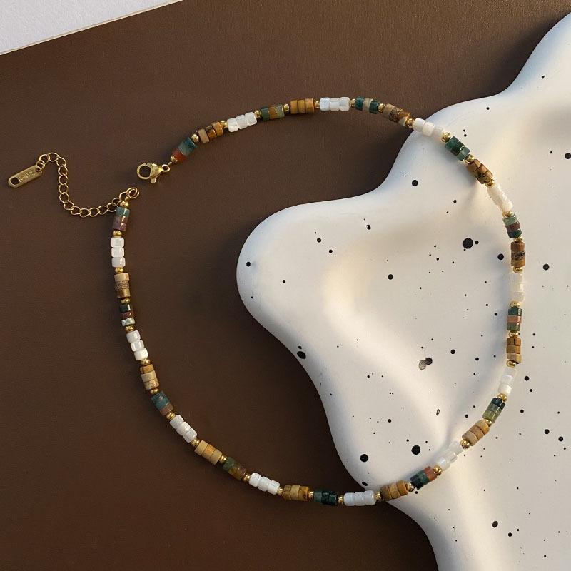 Collana clavicolare di moda di lusso vintage con perline naturali per donna