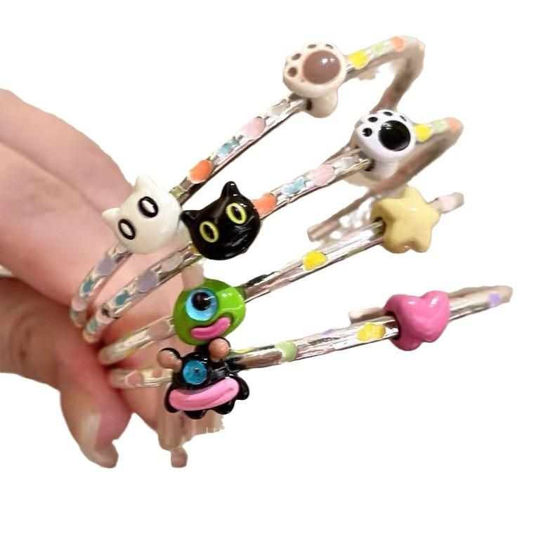 New Cartoon Cute Drop Glazed Bracelet Women Cats Simple Niche Temperament Fashionable Trend High-End Feeling Personalized Design