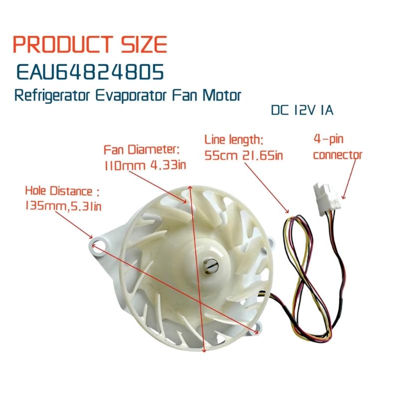 Replacement Fridge Cooling Fan Motor Suitable for Precise Fit Enhanced Airflows Quiet Operation Long Lasting Performances