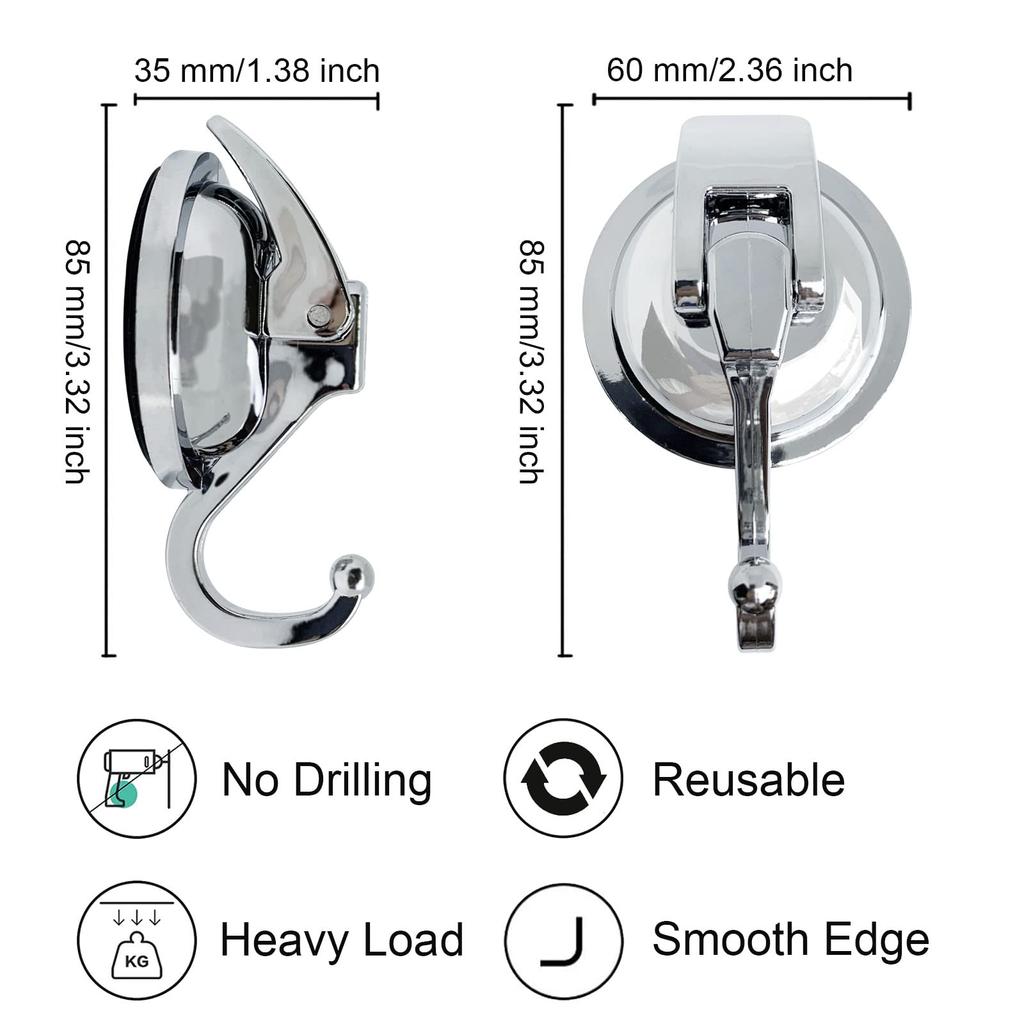 Hooks Up Hooks Suction Cup Hooks for Shower Heavy Duty Vacuum Suction Shower Hooks Window Glass Kitchen Bathroom Hooks Reusable