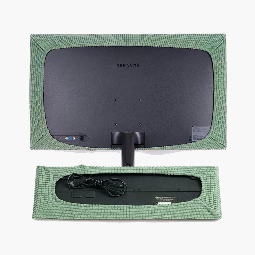 2pcs Set (1pc Monitor Cover And 1pc Keyboard Cover) Dust Cover for Desktop Computer Monitors,Suitable for 24 to 30-Inch Monitors