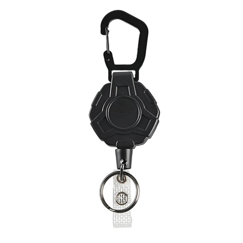 Heavy Duty Retractable Keychain Easy-to-pull Buckle Rope Elastic Keychain Anti Lost Keyring with Steel Retractable Cord