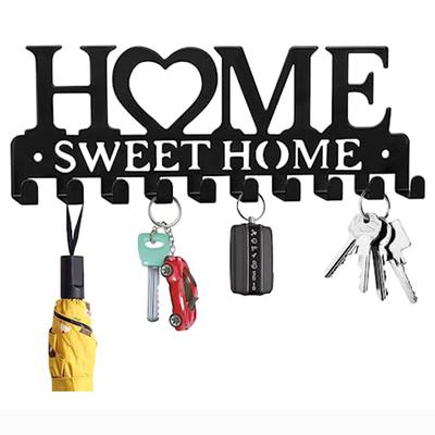 Wall-mounted Keys Holder Rack Sweet Home Black Storage Organizer Coat Clothes Towel Hanging Hooks Hangers For Home