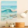 Frameless Pearl Painting DIY Kit Ocean Wave and Sea Stones 3D Sparkling Bead Canvas Relaxing Creative Craft for Art Lovers