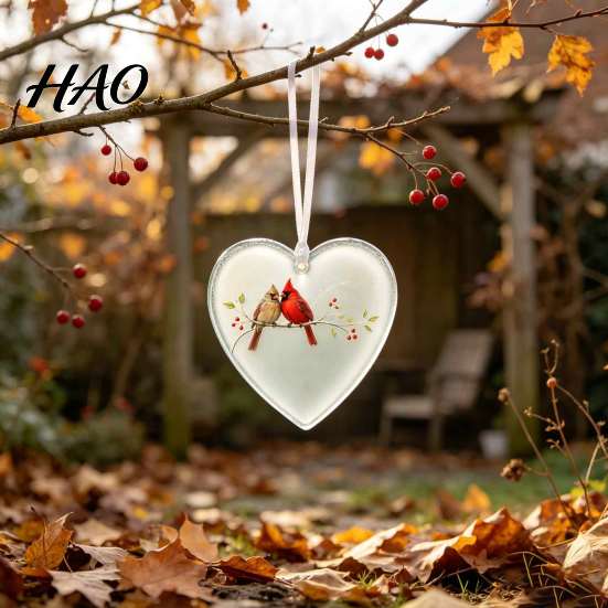 Creative Home Garden Ornament Heart Shaped Acrylic Hanging Pendant for Car Rear View Mirror, Mirror Charm Translucent Christmas Tree And Keychain