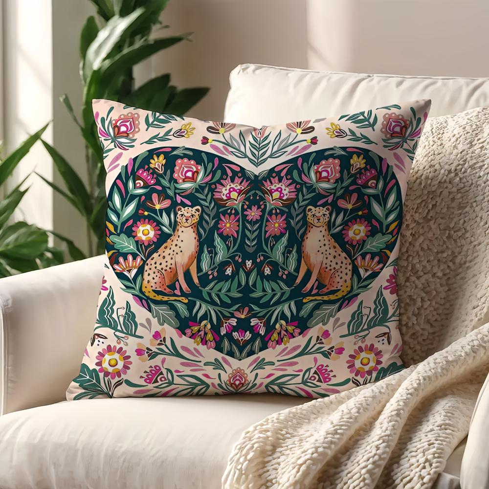 Flower Leopard Print Art Jungle Cushion Cover Decoration Room Car Home Office Coffee Pillow Sofa Printing Nordic Simplicity Hit