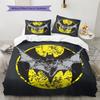 Batman Muster Bettwäsche Bettdecken-Set Heimdekoration Geschenk (1 Bettbezug + 2 Kissenbezüge (ohne Füllung))