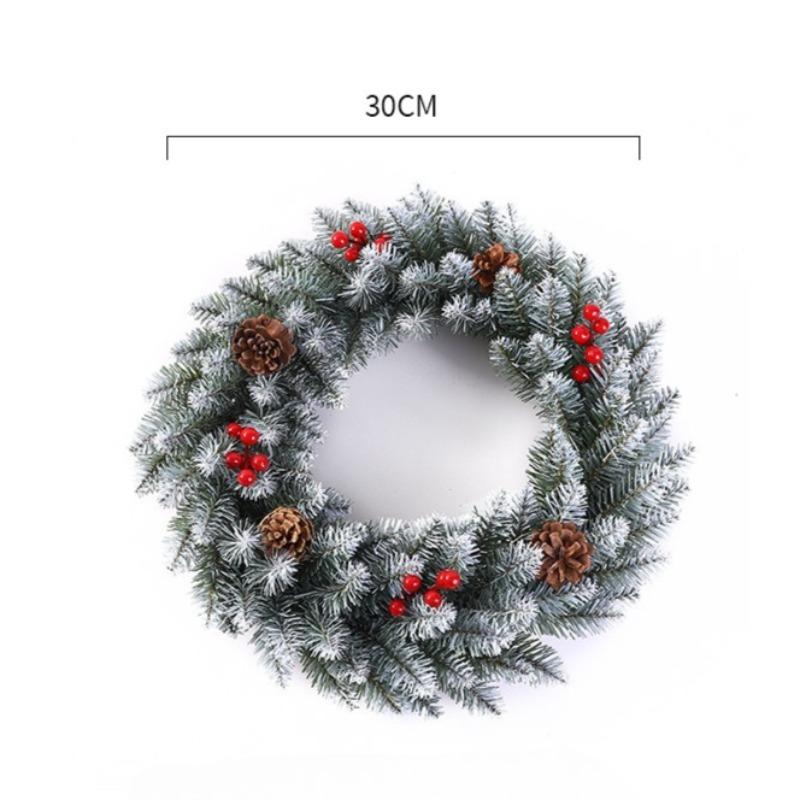 Artificial Pine Christmas Wreath Soft Green Holiday Garland Xmas Door Wall Decoration No Lights Festive Home Party Decor
