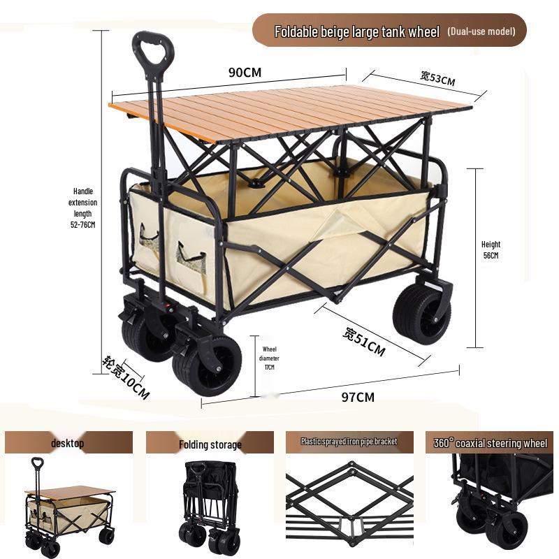 Portable Foldable Camping Trolley for Outdoor Picnics and Outings