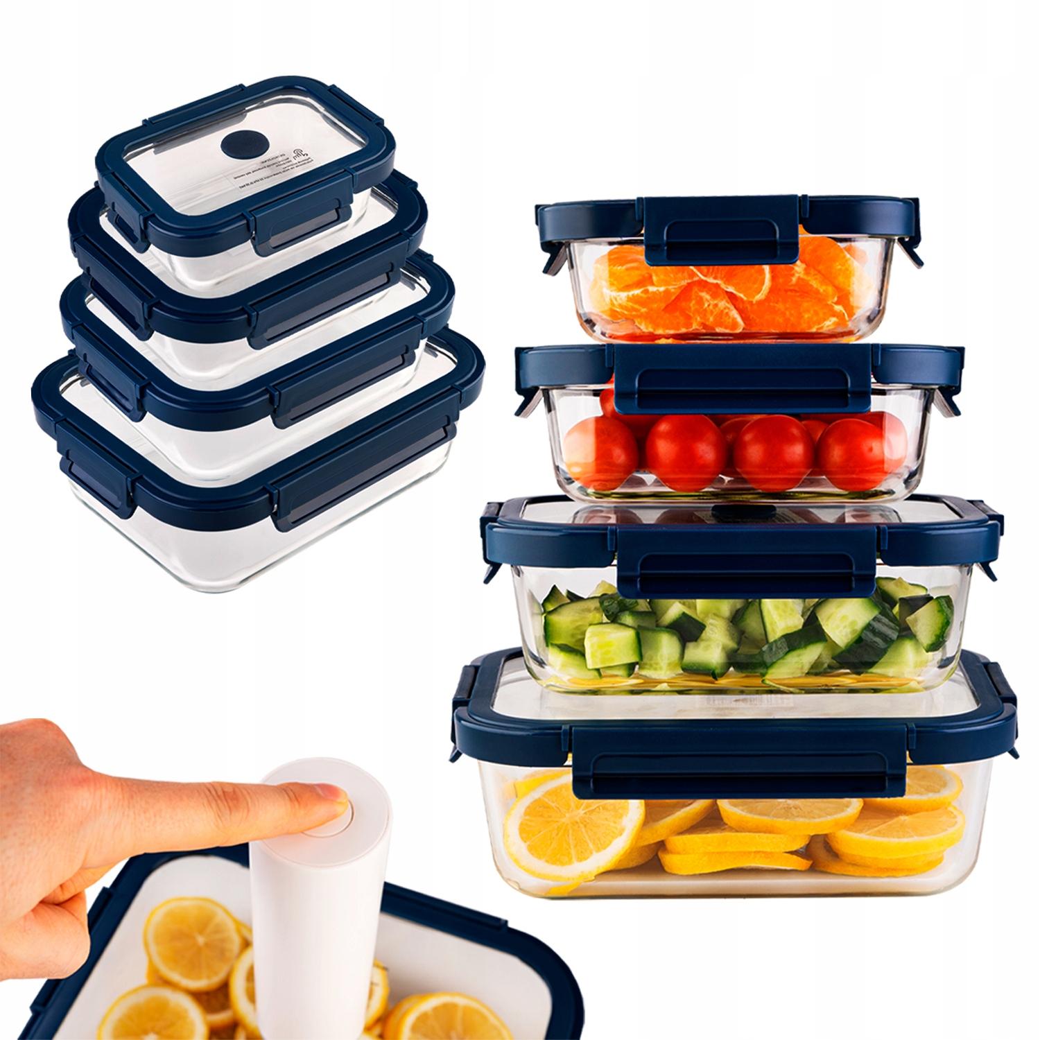 Set - 4x rectangular glass vacuum