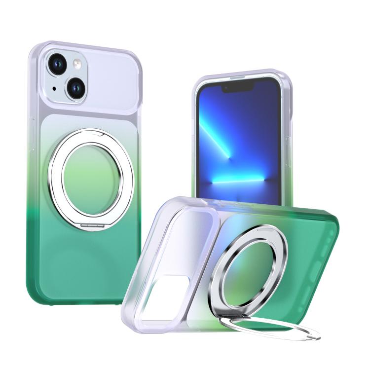 Phantom Skin Feel Gradient PC+TPU Phone Case With 360° Rotating Metal Holder, Magnetic Wireless Charging Shockproof Protective Cover