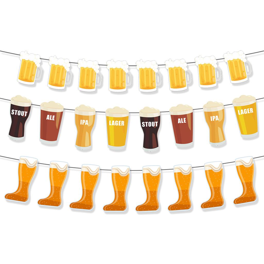 German Oktoberfest Party Venue Decoration Blue Rhombus Plaid Pennant Flag Wine Glass Flag