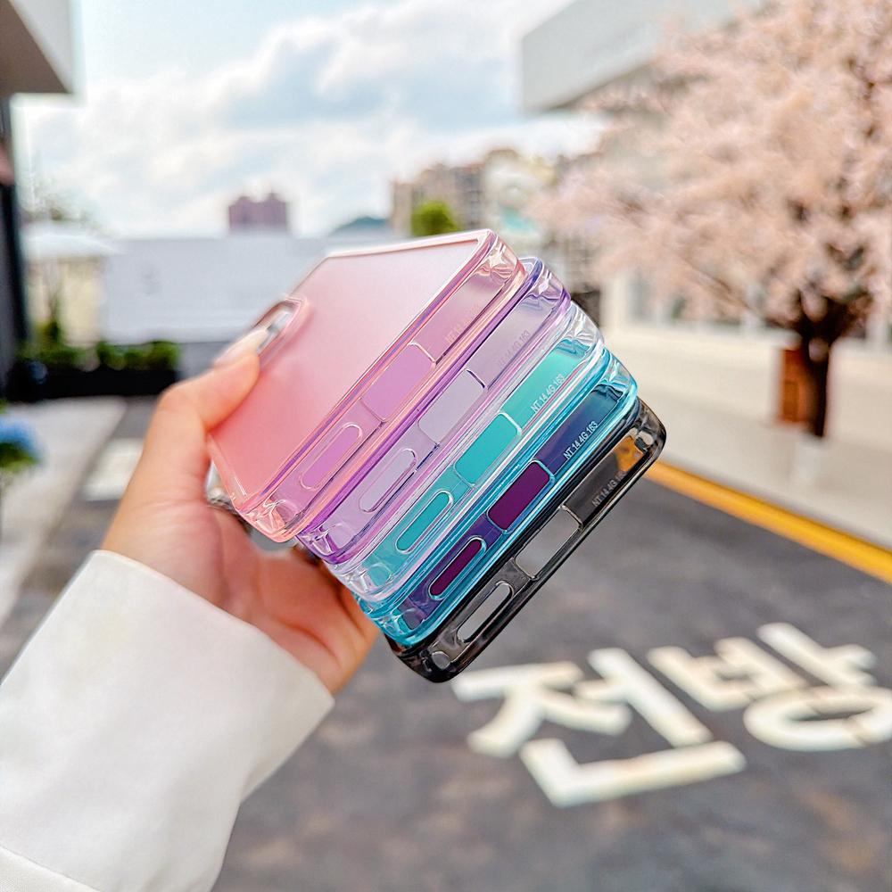 KEYSION Fashion Laser Gradient Colorful Phone Case for Xiaomi 14T 14T Pro 5G Soft TPU+PC Shockproof Back Cover for Xiaomi 14T 5G