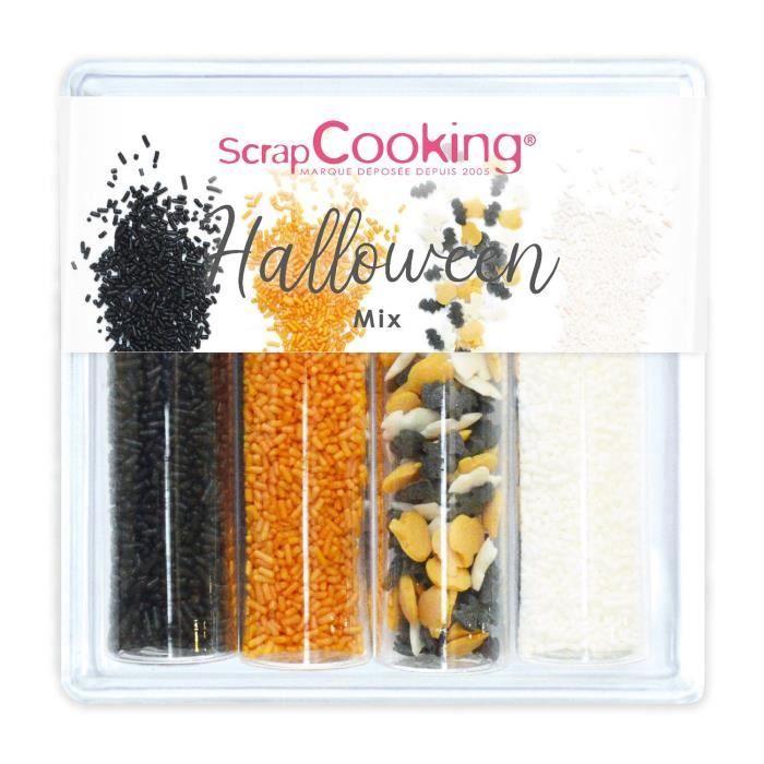 Décors sucrés - Non spécifié - Halloween - 4 pots - Vermicelles noirs, oranges, blancs