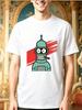 T-shirt Blanc Unisexe Robot Bender Dessin Animé Impression Graphique Cigarillo Manches Courtes Coupe Ample Décontractée Pour Adulte Homme Tenue Quotidienne Streetwear