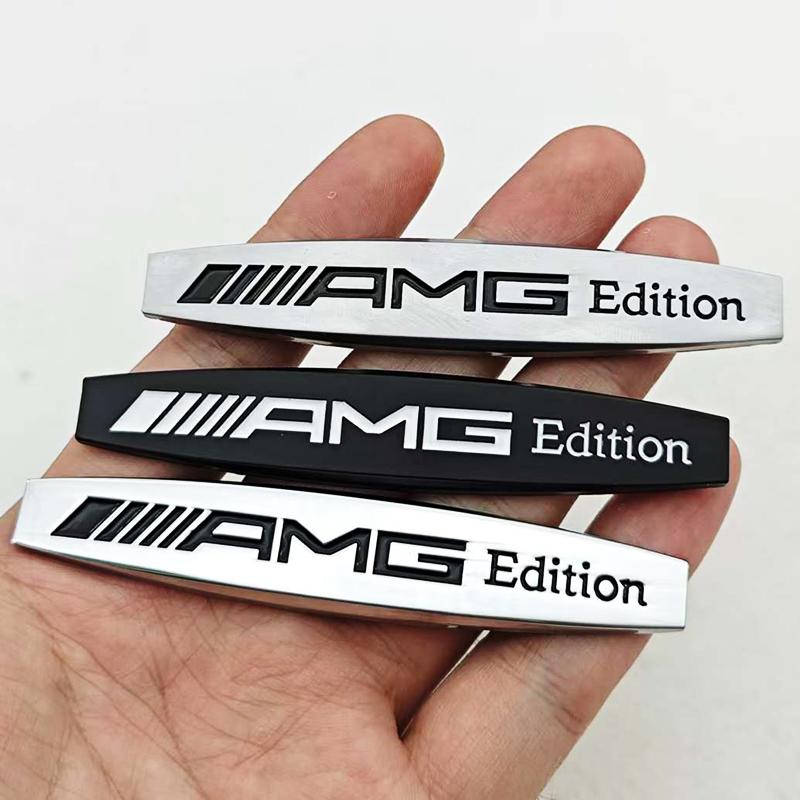 2pcs 3D Metal Car Styling Logo AMG Edition Badge Side Fender Both Emblem Sticker Decals For Mercedes Benz AMG Auto Accessories AT1