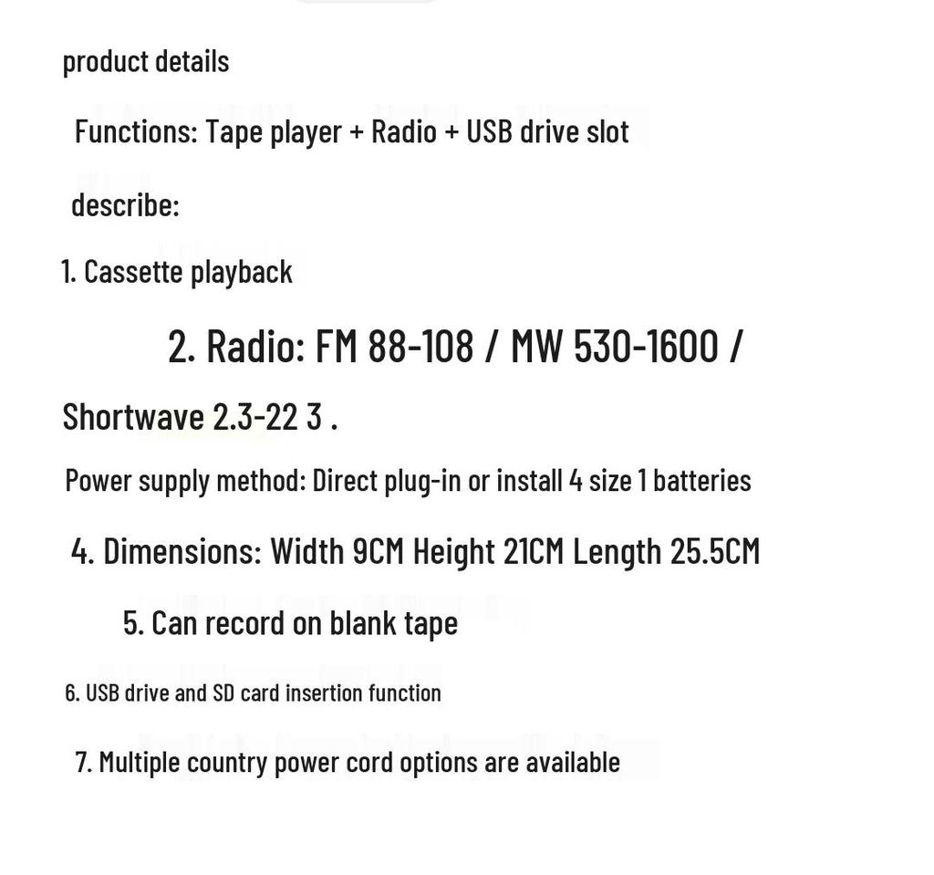 PX-336U Retro Cassette Player & Recorder with Radio