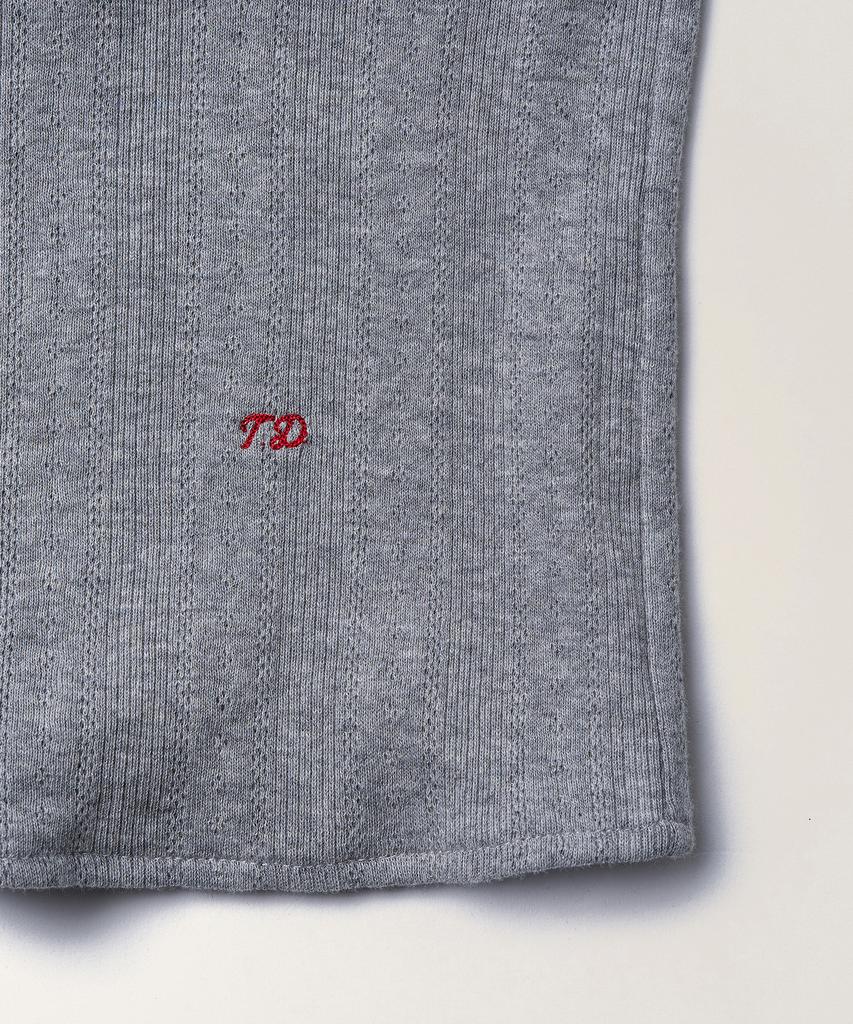 Tudument Eyelet Off-Shoulder T-Shirt_Melange Gray