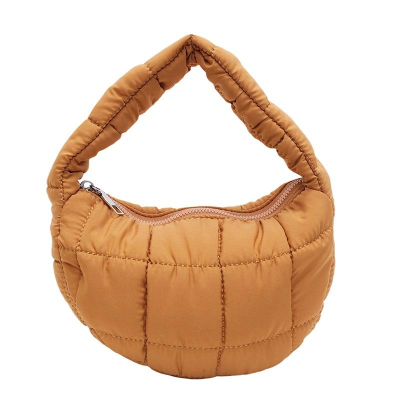 Niche fashionable pleated cloud bag women's solid color personalized hand carry cotton clothing bag