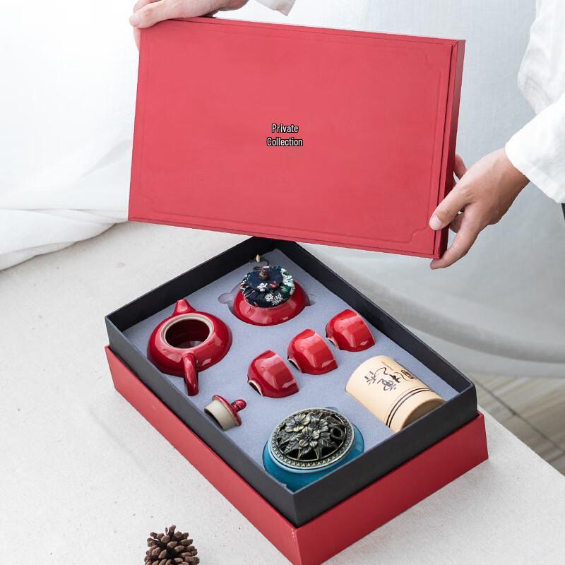 Chinese Ceramic Kung Fu Tea Set with Drainage - Gift Box Edition