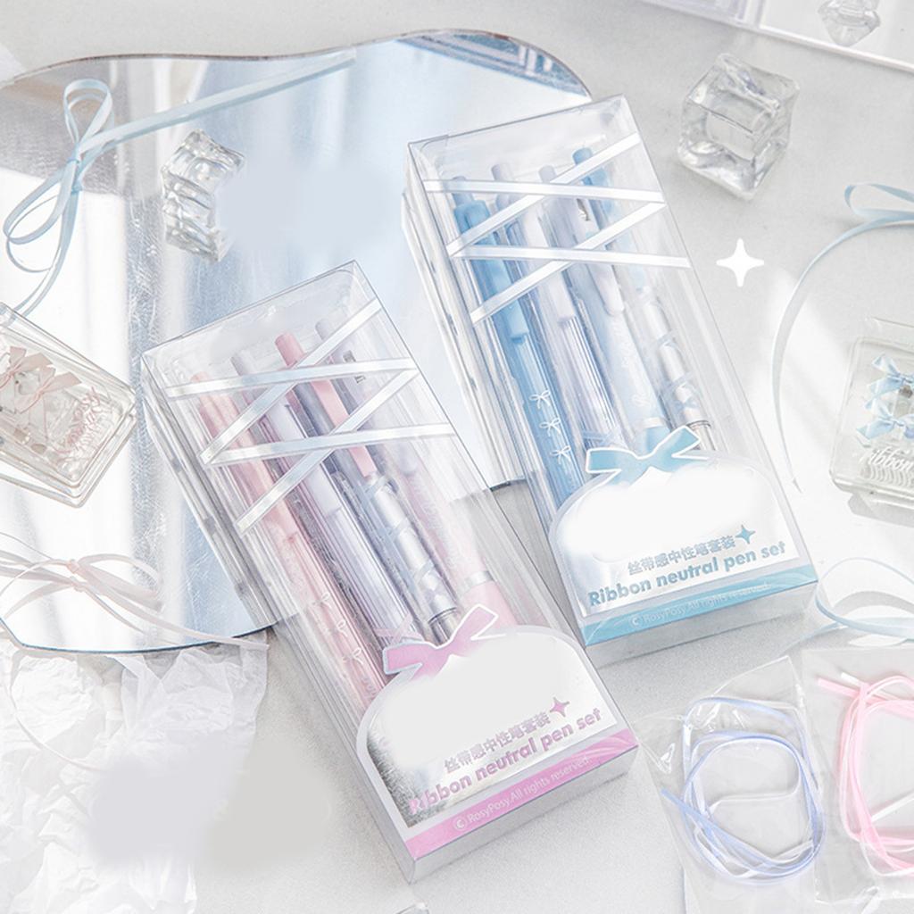 4 Pcs Ballet Strap Bows Gel Pen Retractable Neutral Pen 0.5mm Stationery Pen Writing Pen Gel Ink Pen Journaling Pen