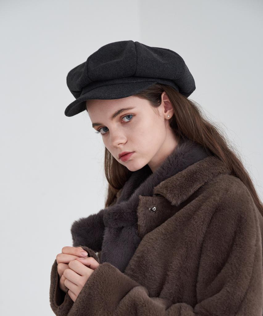 Maneseu Blue Wool Newsboy Cap (3 Colors)