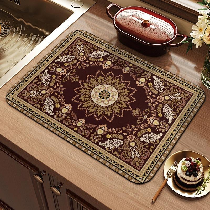 

Super Absorbent Kitchen Drying Mat Anti-Slip Heat-Insulating Placemat for Tableware Drying Quick Dry Bathroom Drain Decoration (as the picture,20x30cm)
