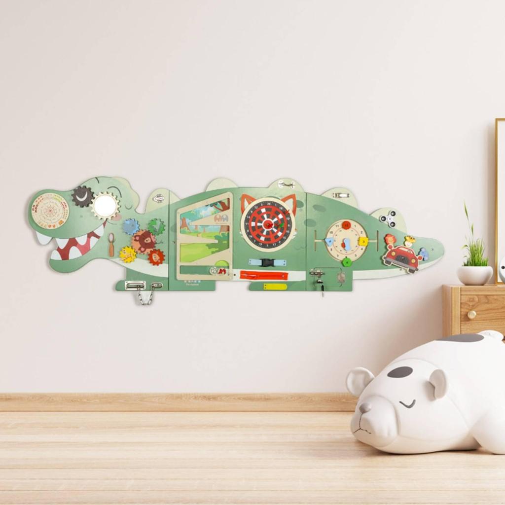 Wall-Mounted Busy Board Easy Install Wooden Wall Activity for Preschoolers
