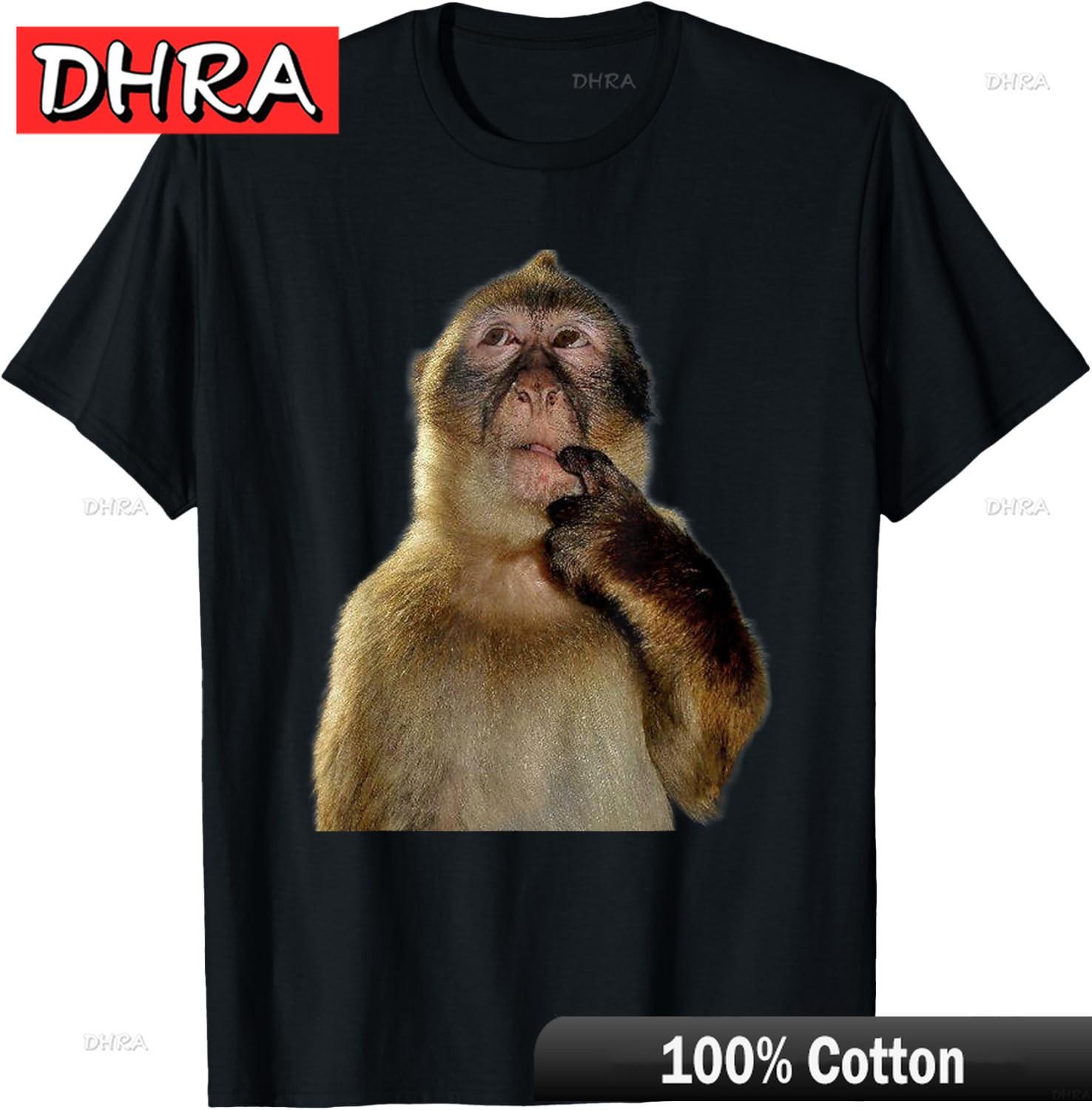 Thinking Monkey Meme TShirt Unisex TShirt with Retro Aesthetic for Male Urban Graphic Trendy Tee Tops Chill Boho Shirt Soft 4XL