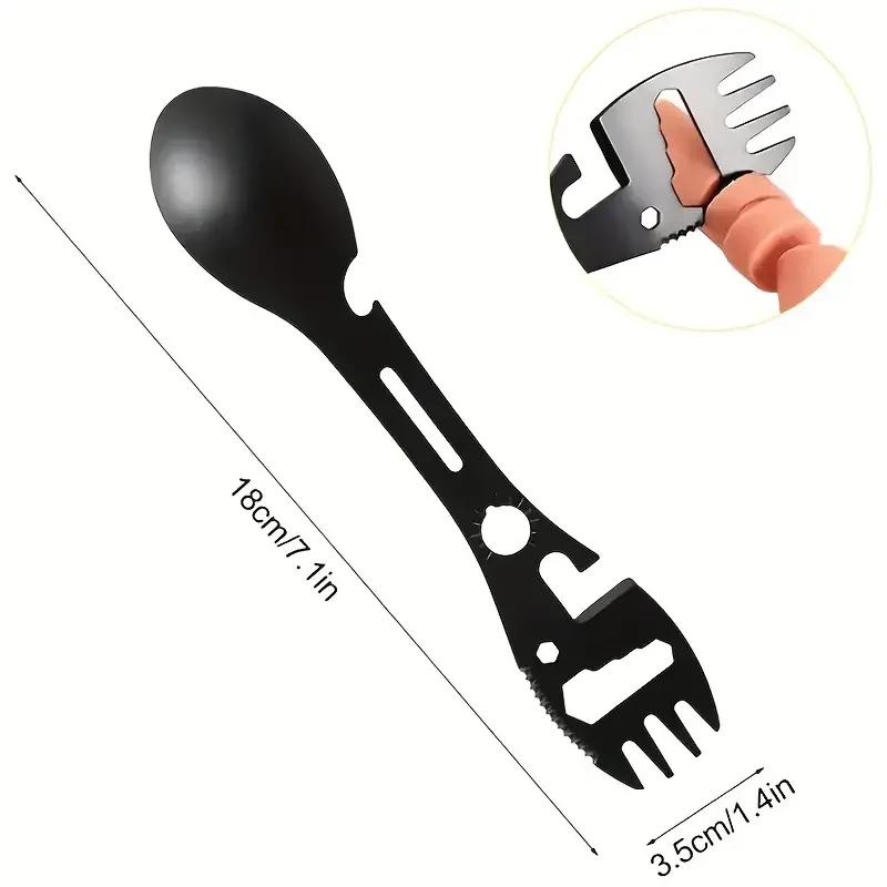Outdoor Survival Tools 5 In 1 Camping Multi-functional EDC Kit Practical Fork Knife Spoon Bottle/Can Opener