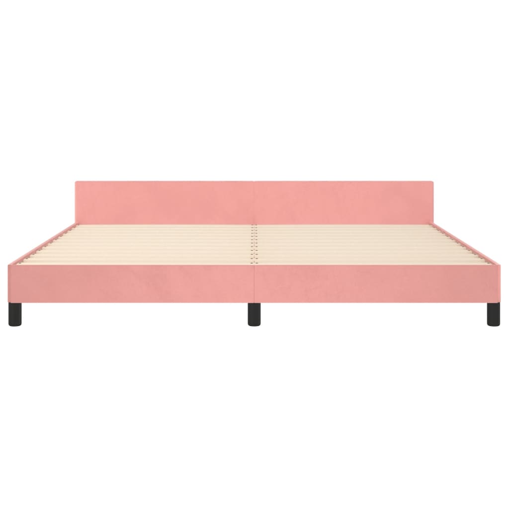 Pink Velvet Bed Frame with Headboard 200x200 cm