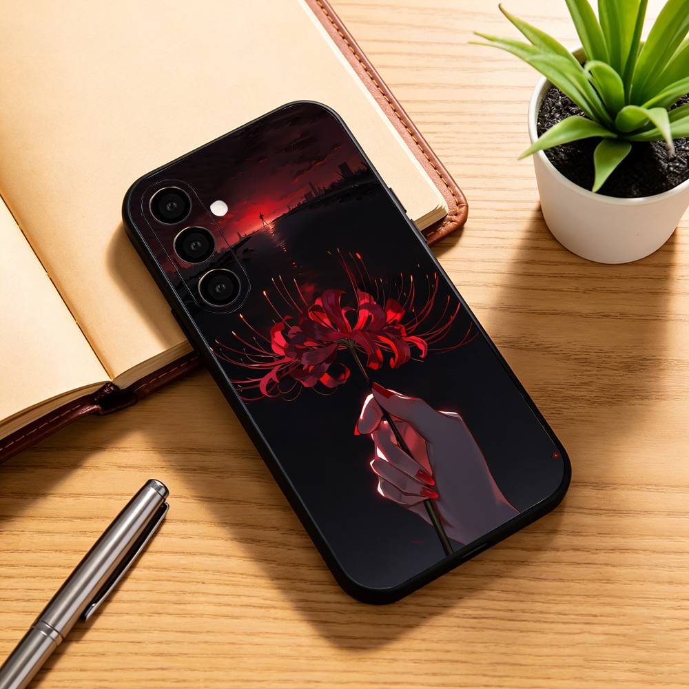 Ghoul Red Spider Lily Tokyo Phone Case For Samsung Galaxy A73,A72,A71,A70,A53,A52,A51,Soft Silicone Black Cover