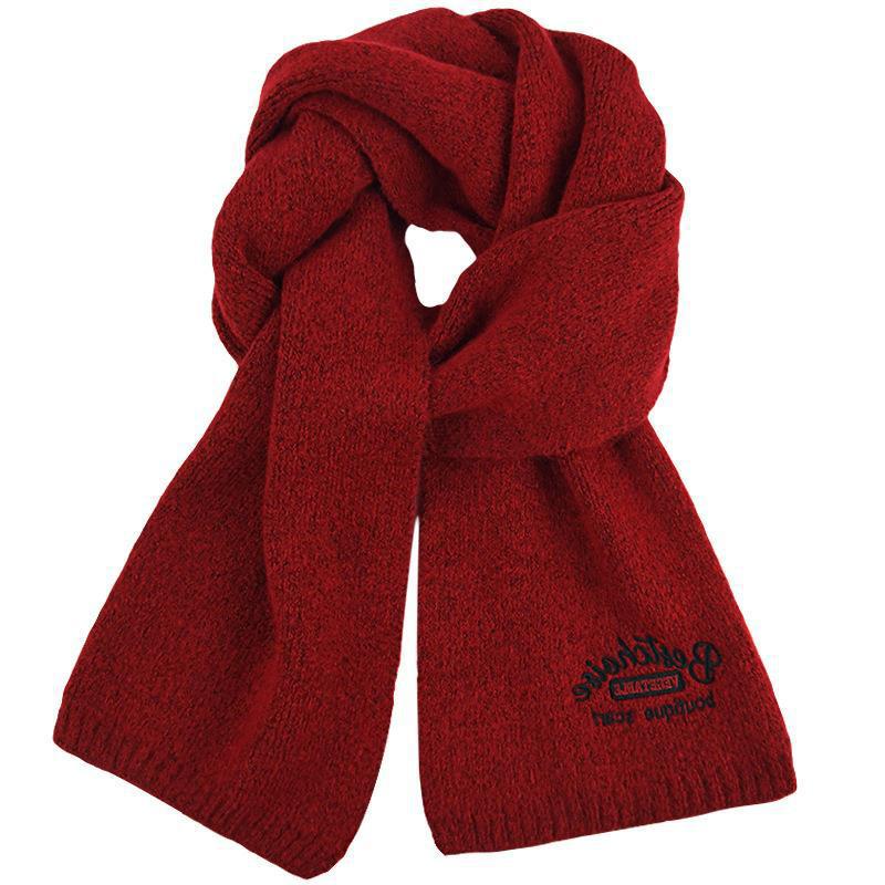 Imitation Cashmere Scarf for Girls in Winter New Korean Style Solid Color Fashionable Wool Small Scarf for Couples and Men