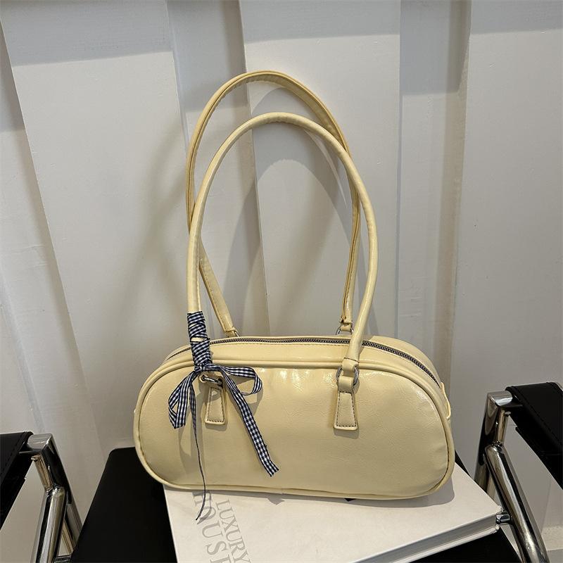 Stilvolle Und Schlichte Einfarbige Schleifenhandtasche Frühling Vielseitige Schulter- Unterarmtasche