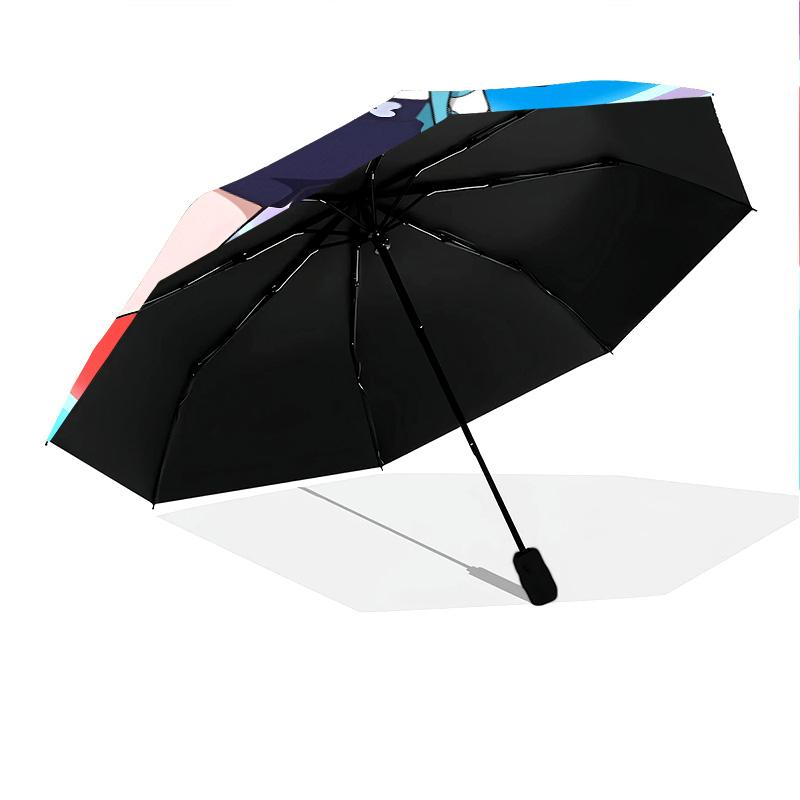 Cute Liko pattern, automatic folding umbrella, portable and foldable design, 8 ribs, a Christmas or birthday gift.