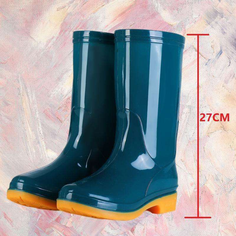 Hohe rutschfeste Samt-Baumwoll-Regenschuhe Regenstiefel wasserdichte Schuhe Eimer-Gummischuhe Überschuhe Wasserstiefel Damen Erwachsene Küche warm im Winter
