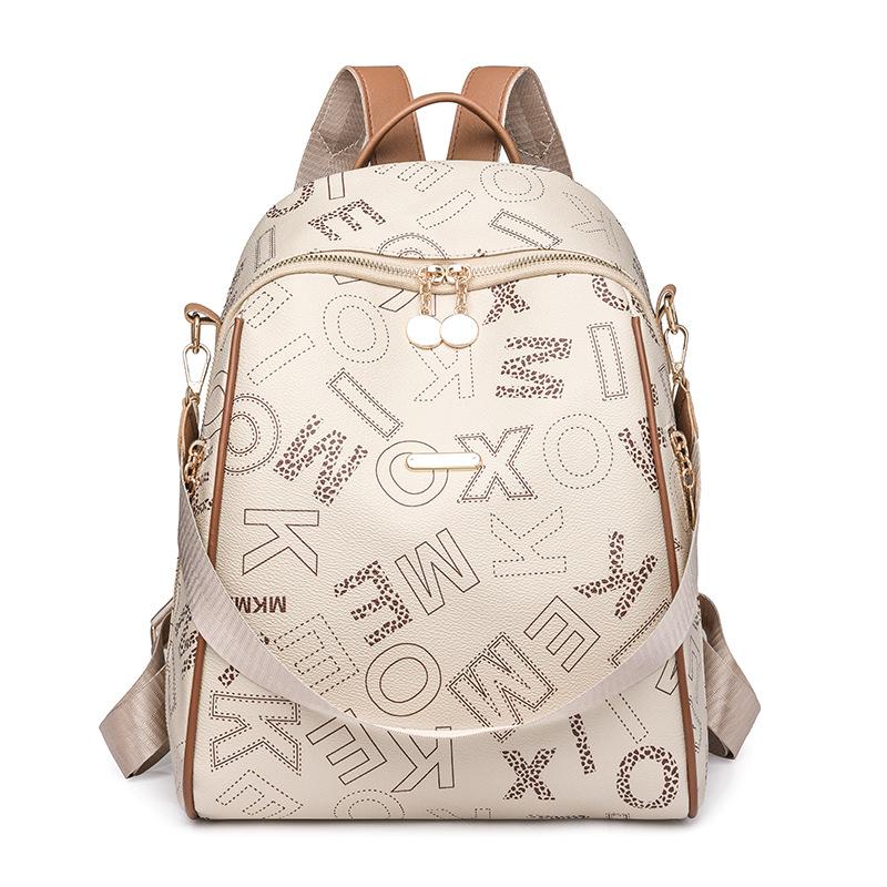Schoolbag New Fashion Trend Foreign Style Women's Backpack Popular Senior Internet Celebrity Going Out Bag Atmospheric Texture Printed Bag