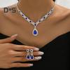 2Pcs/Set Elegant Bridal Jewelry Set Waterdrop Shape Stunning Rhinestones Necklace Dangle Earrings Set