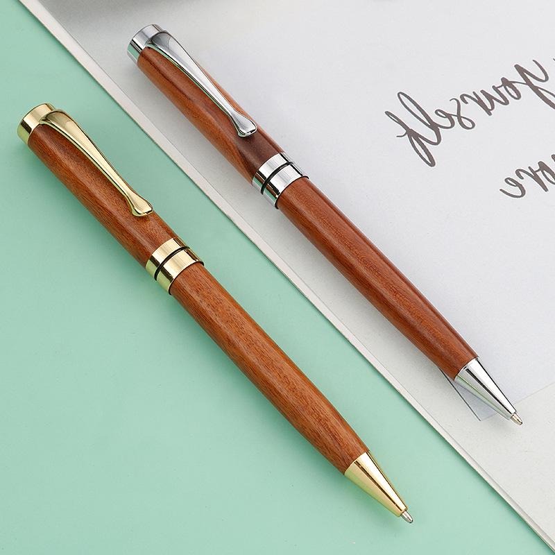 Retro Brass & Wood Twist Ballpoint Pen - Medium Oil for Signature & Business Gifts