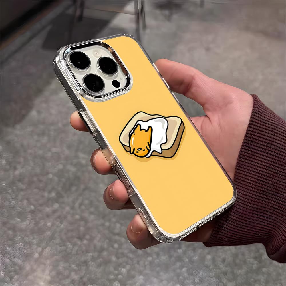 G-Gudetama Egg Cute Phone Case For IPhone 17 Air 16 E 15 14 13 12 11 Plus Pro Max Electroplated Transparent Soft Shell