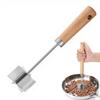 Stainless Steel Meat Masher with 6 Sharp Blades Wooden Handle Ground Beef Chopper Tool for Burger Potato Vegetable Mashing Kitchen Meat Smasher